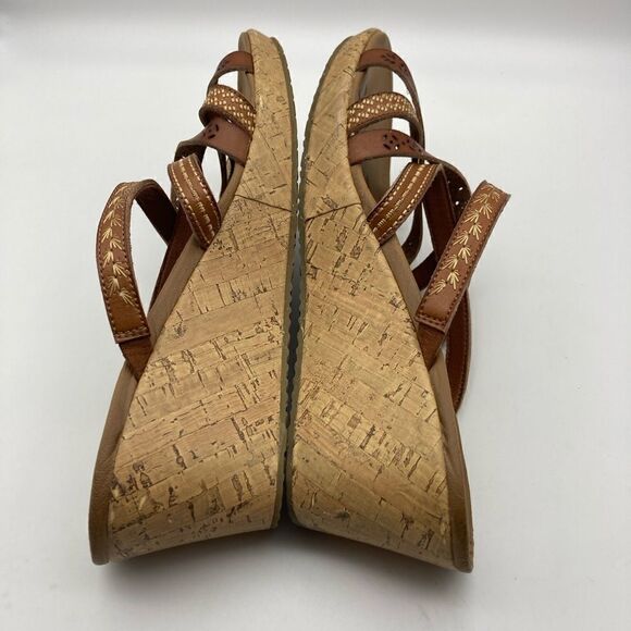 Skechers Beverlee-Tiger Posse Wedge Leather Sandals Size 9 - Picture 7 of 10